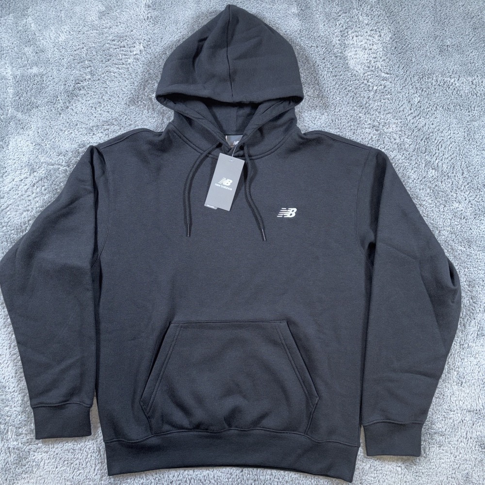New Balance Heavyweight Black Hoodie Embroidered Logo, Size Small